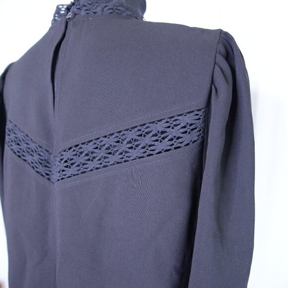 Aritzia Wilfred Delaney Black Lace Panel Long Sleeve Blouse Sz M - Picture 11 of 11